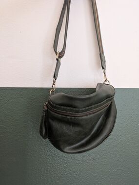 Joy Susan Vegan Leather Crescent Crossbody Satchel Bag - Green
